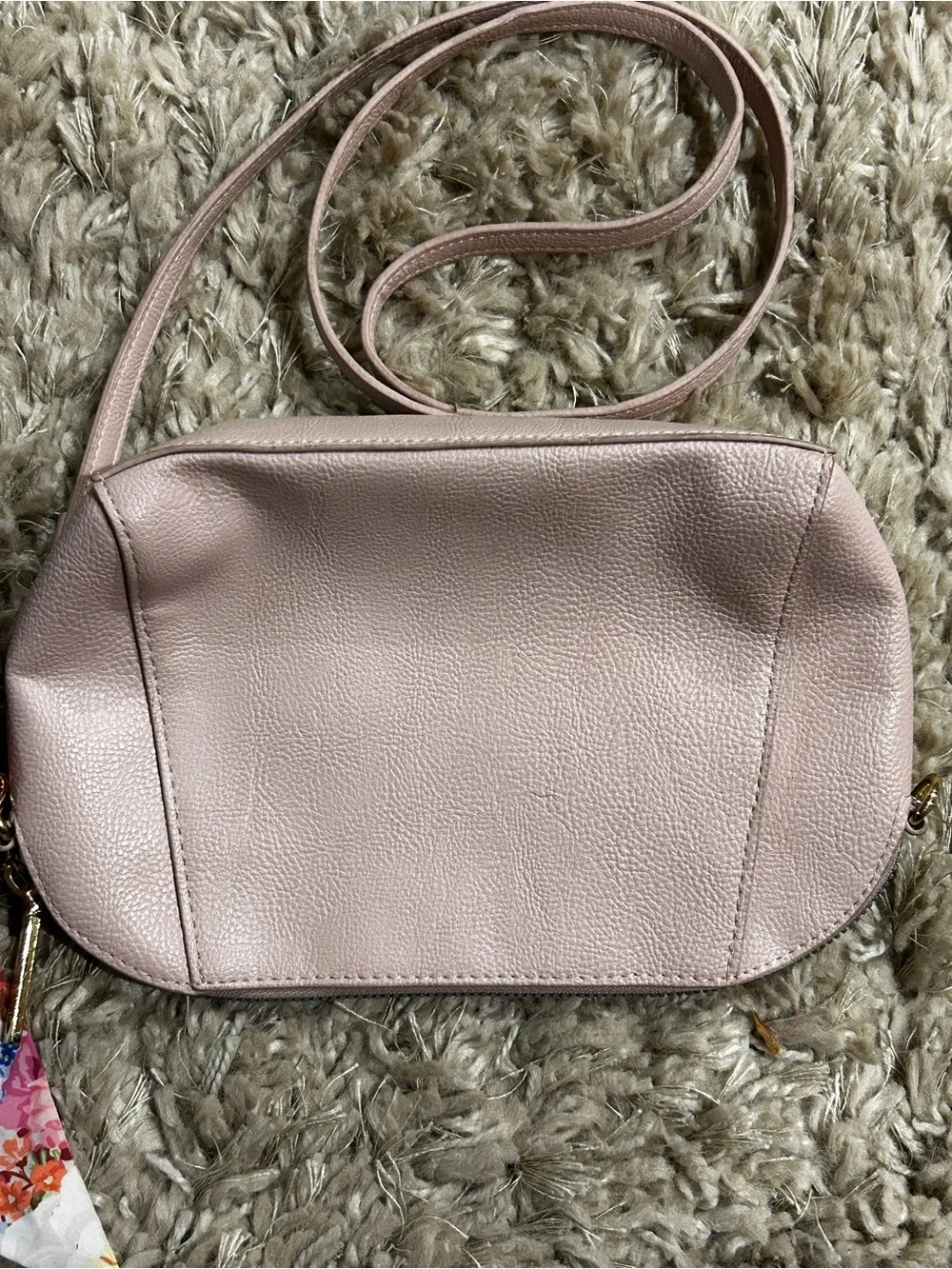 Betsey Johnson Blush Pink XO Anaya Crossbody Bag with Floral Scarf Accent